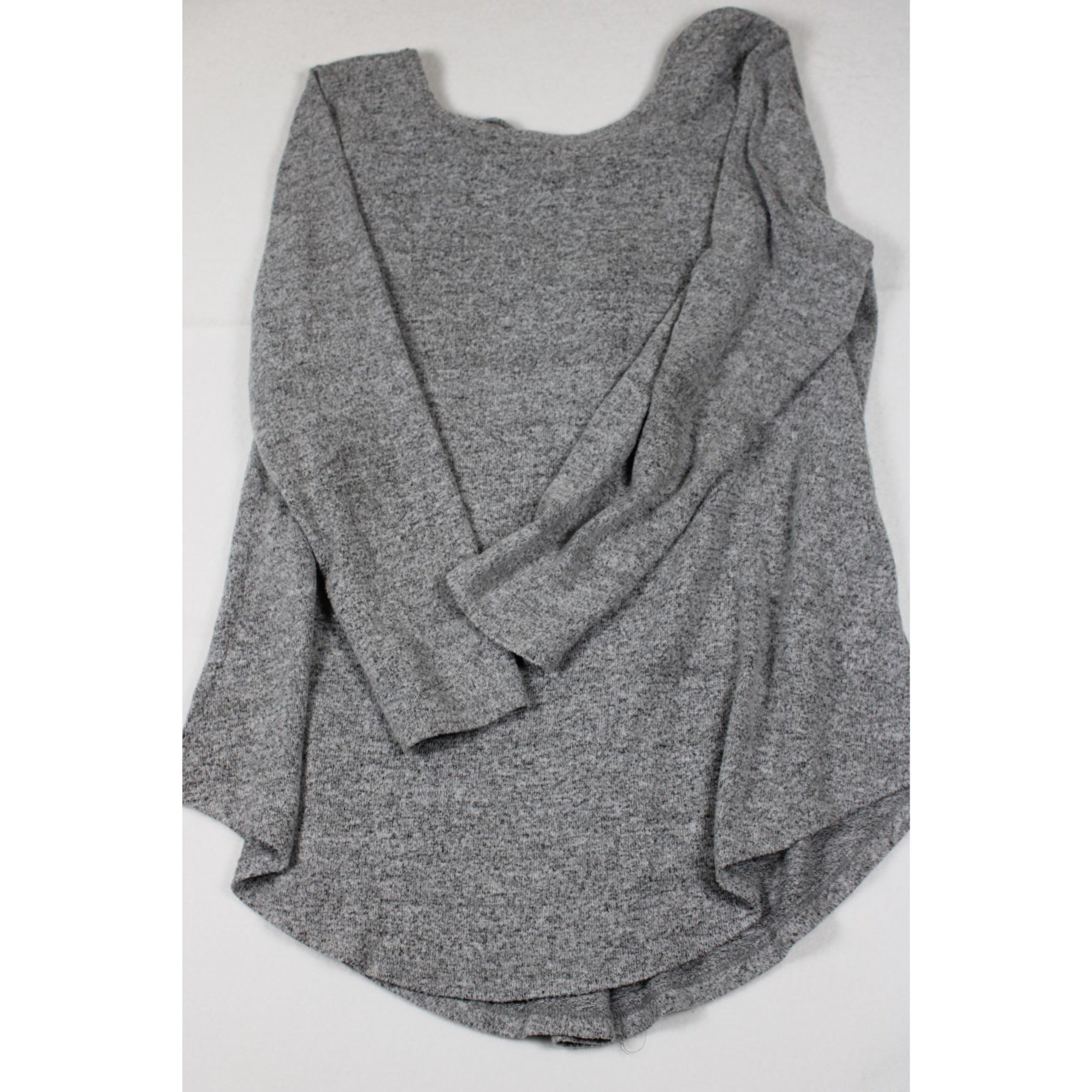Heather Gray Long-Sleeve Knit Top With Lace-Up Neckline By Torrid Size 2