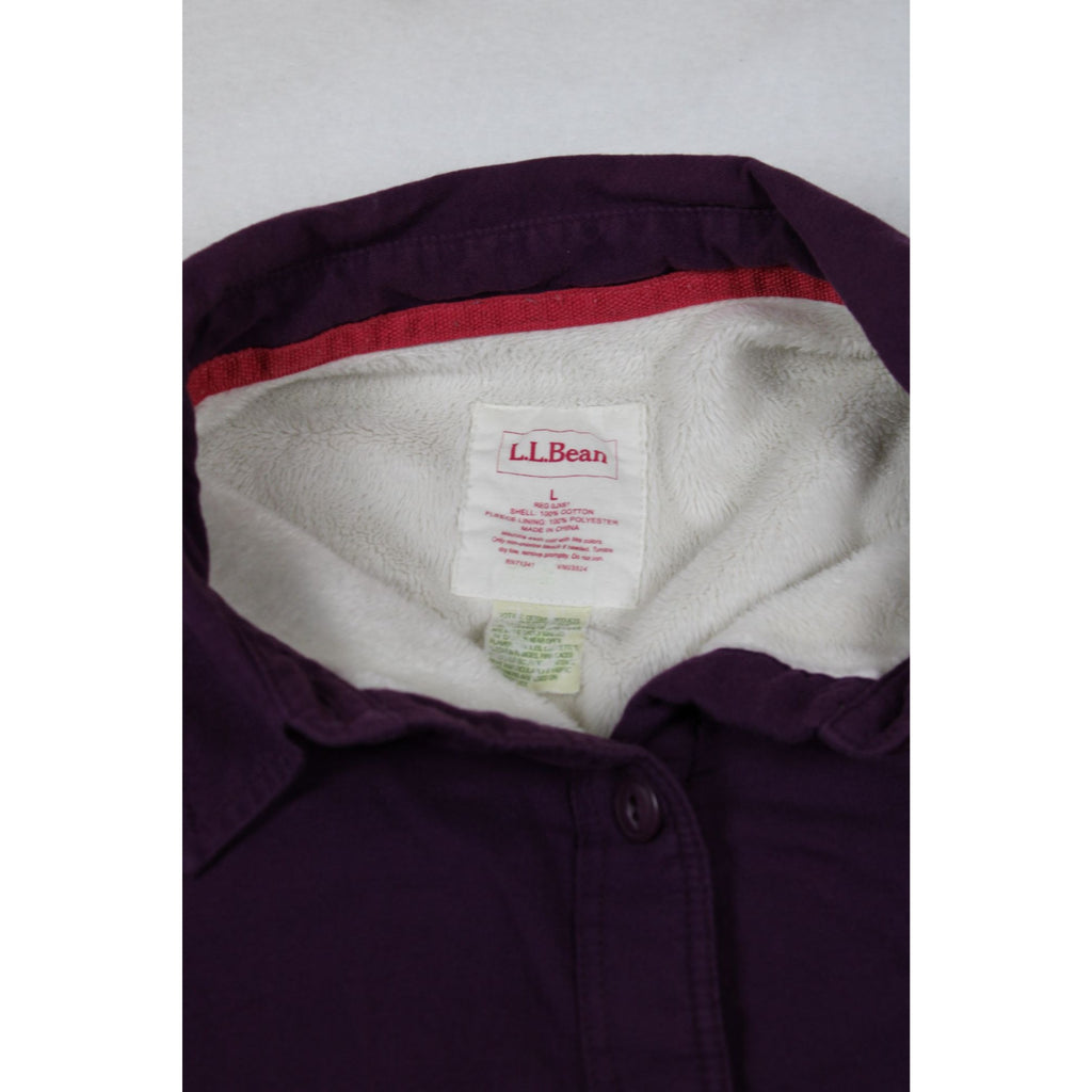 L.L. Bean Womens Purple Button-Down Shirt With White Fleece Lining