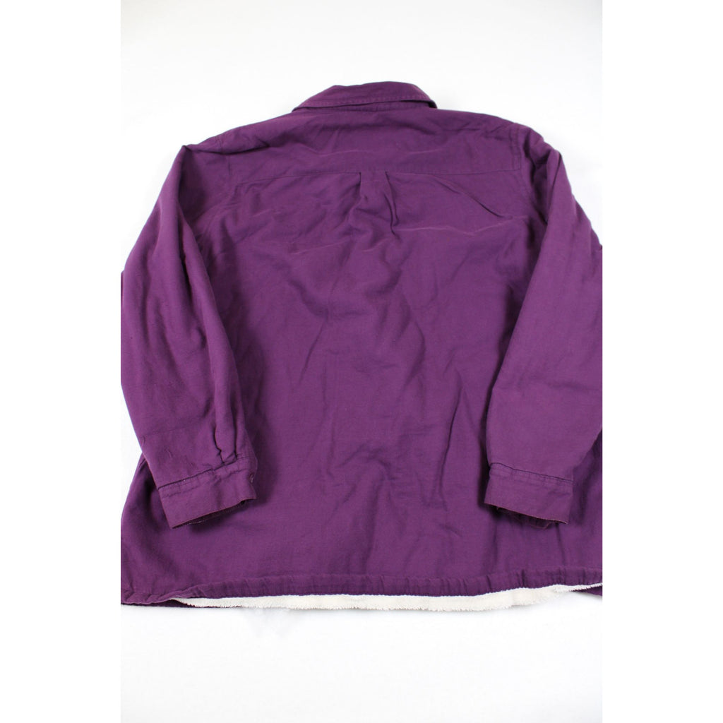 L.L. Bean Womens Purple Button-Down Shirt With White Fleece Lining