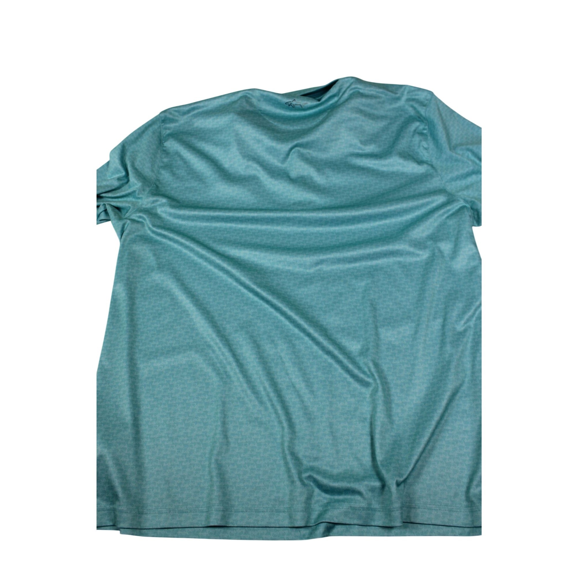 Greg Norman Play Dry Polo Shirt XXL Aqua Blue Diamond Pattern Short Sleeve