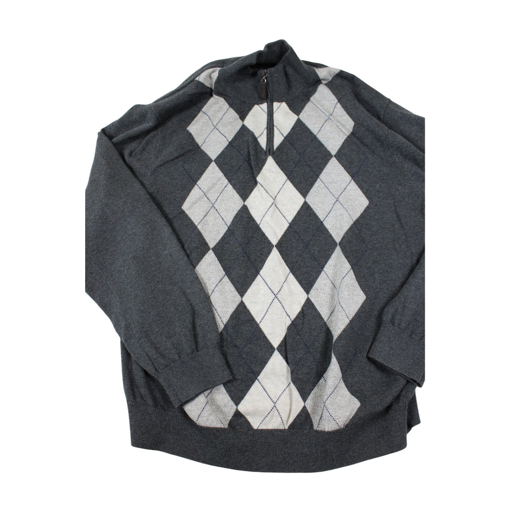 Tasso Elba Argyle Half-Zip Sweater Large