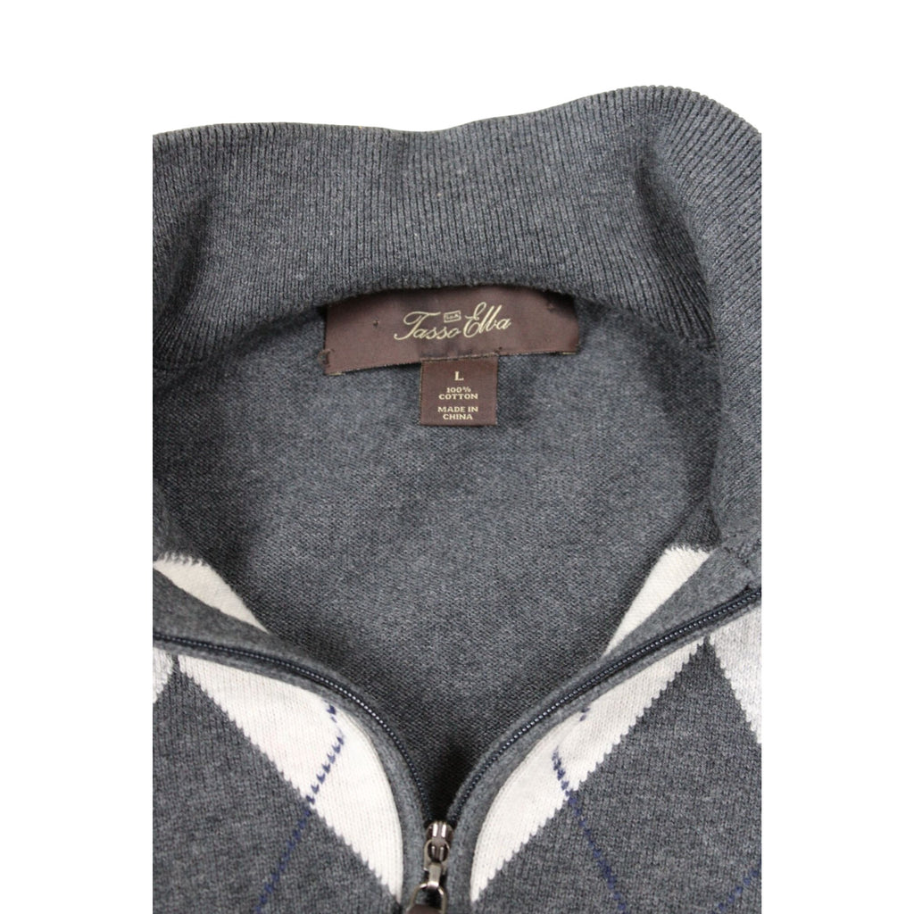 Tasso Elba Argyle Half-Zip Sweater Large
