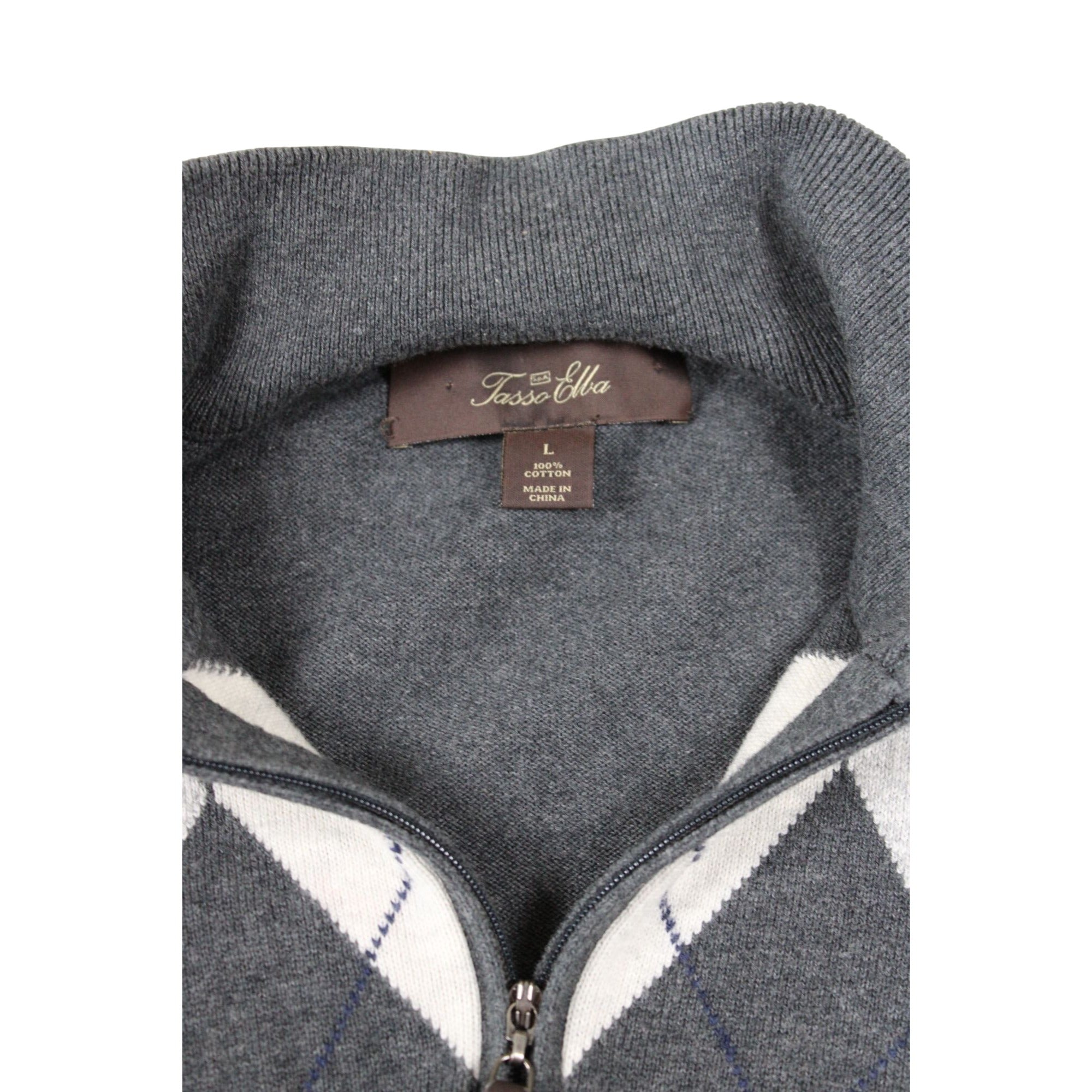 Tasso Elba Argyle Half-Zip Sweater Large