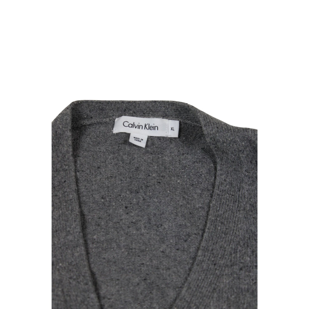 Calvin Klein Mens XL Gray & Navy Button-Up Cardigan Sweater
