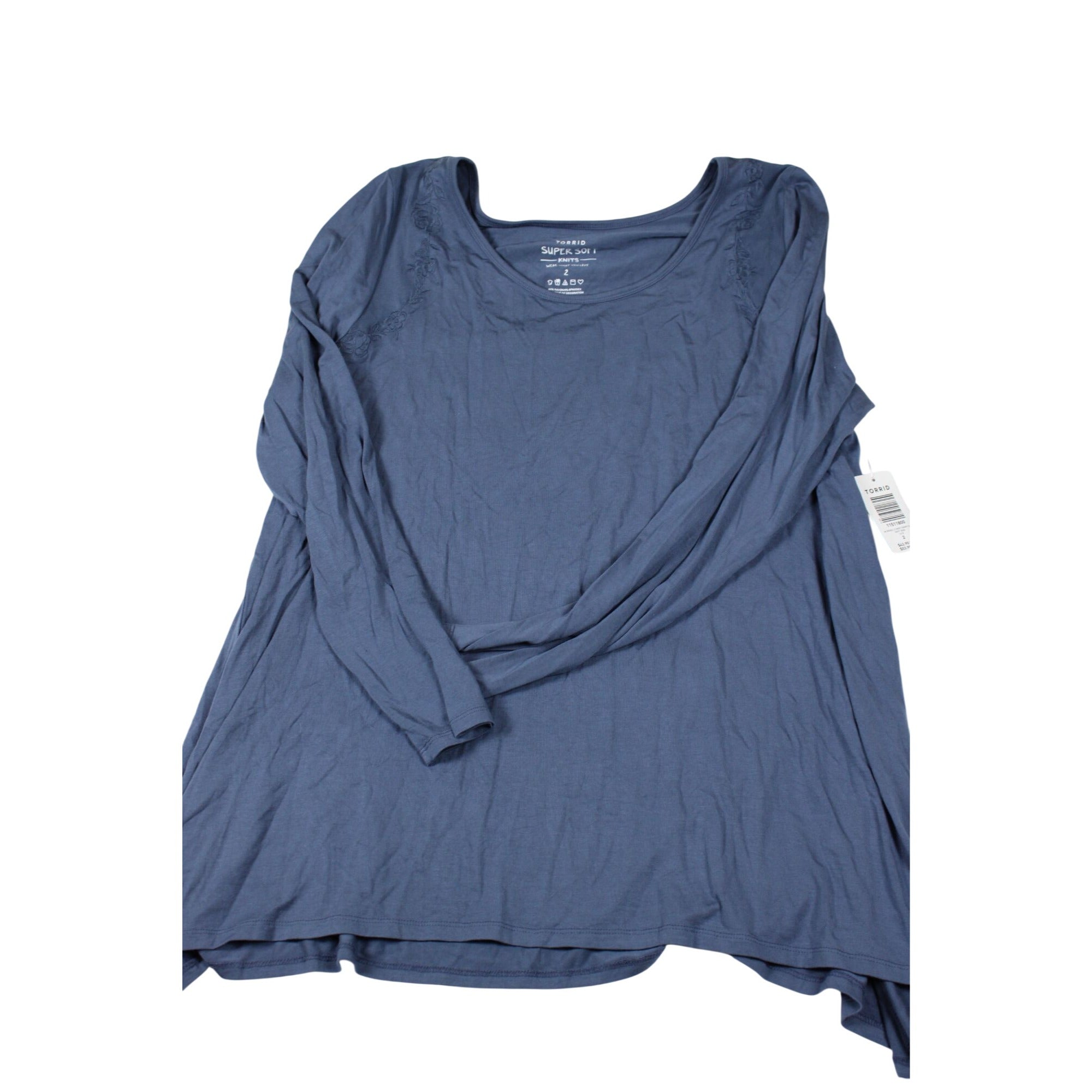 Torrid Womens Blue Super Soft Long Sleeve Knit Top Size 2