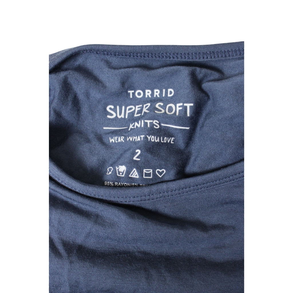 Torrid Womens Blue Super Soft Long Sleeve Knit Top Size 2