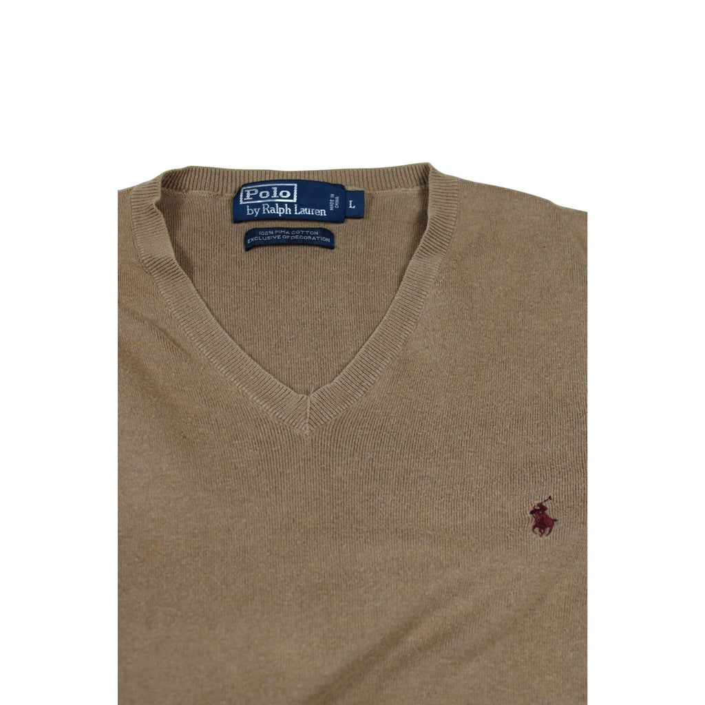 Polo Ralph Lauren Mens Tan V-Neck Sweater Large