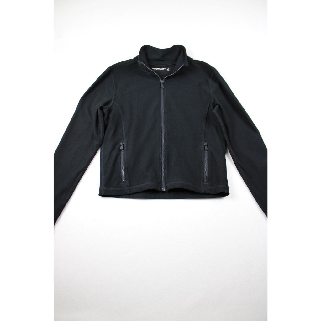 Abercrombie & Fitch Soft A&F Cropped Zip Jacket — Black, Size S
