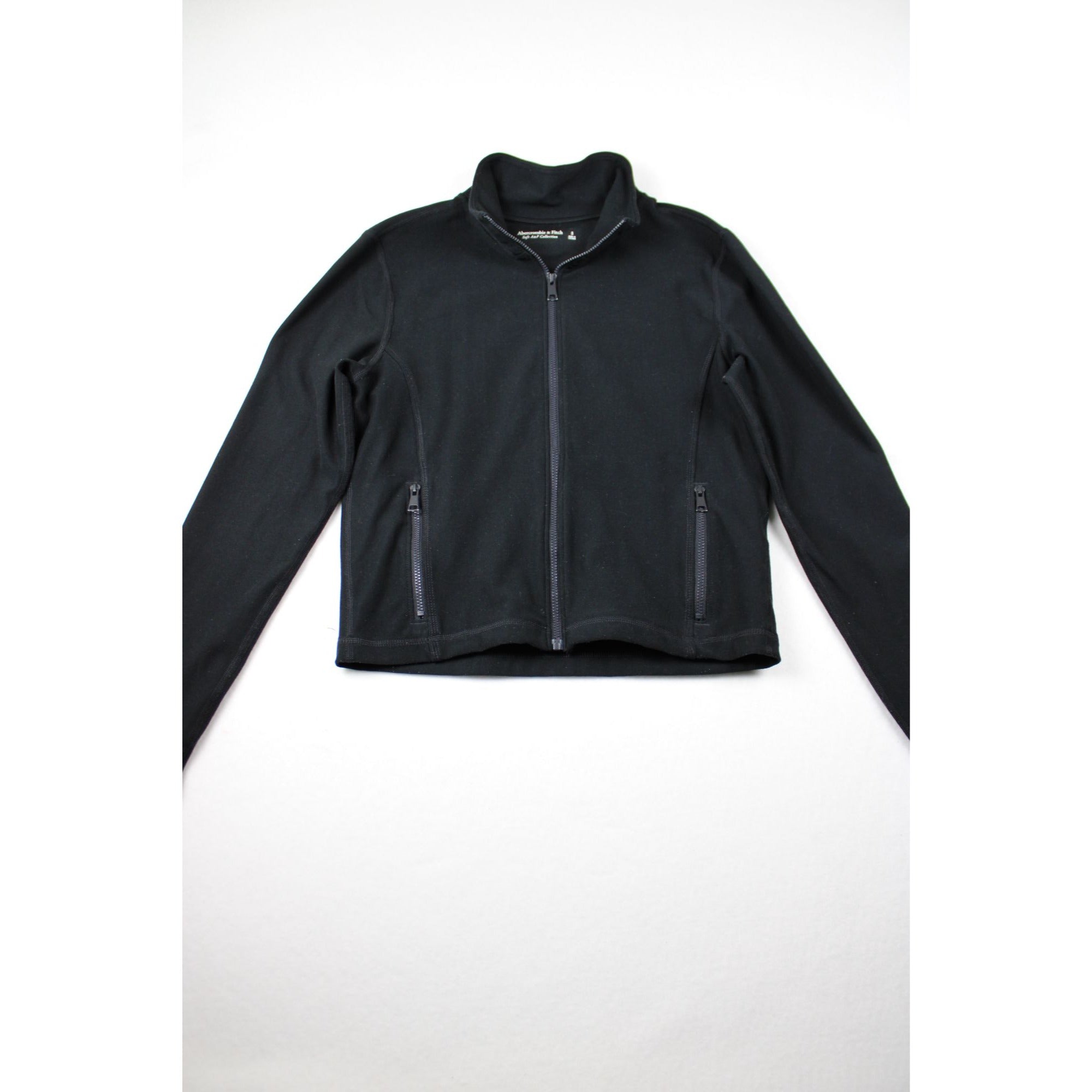 Abercrombie & Fitch Soft A&F Cropped Zip Jacket — Black, Size S