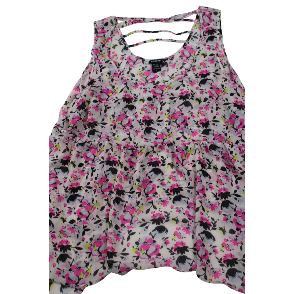 Floral Strappy Back Sleeveless Blouse By Torrid Size 3
