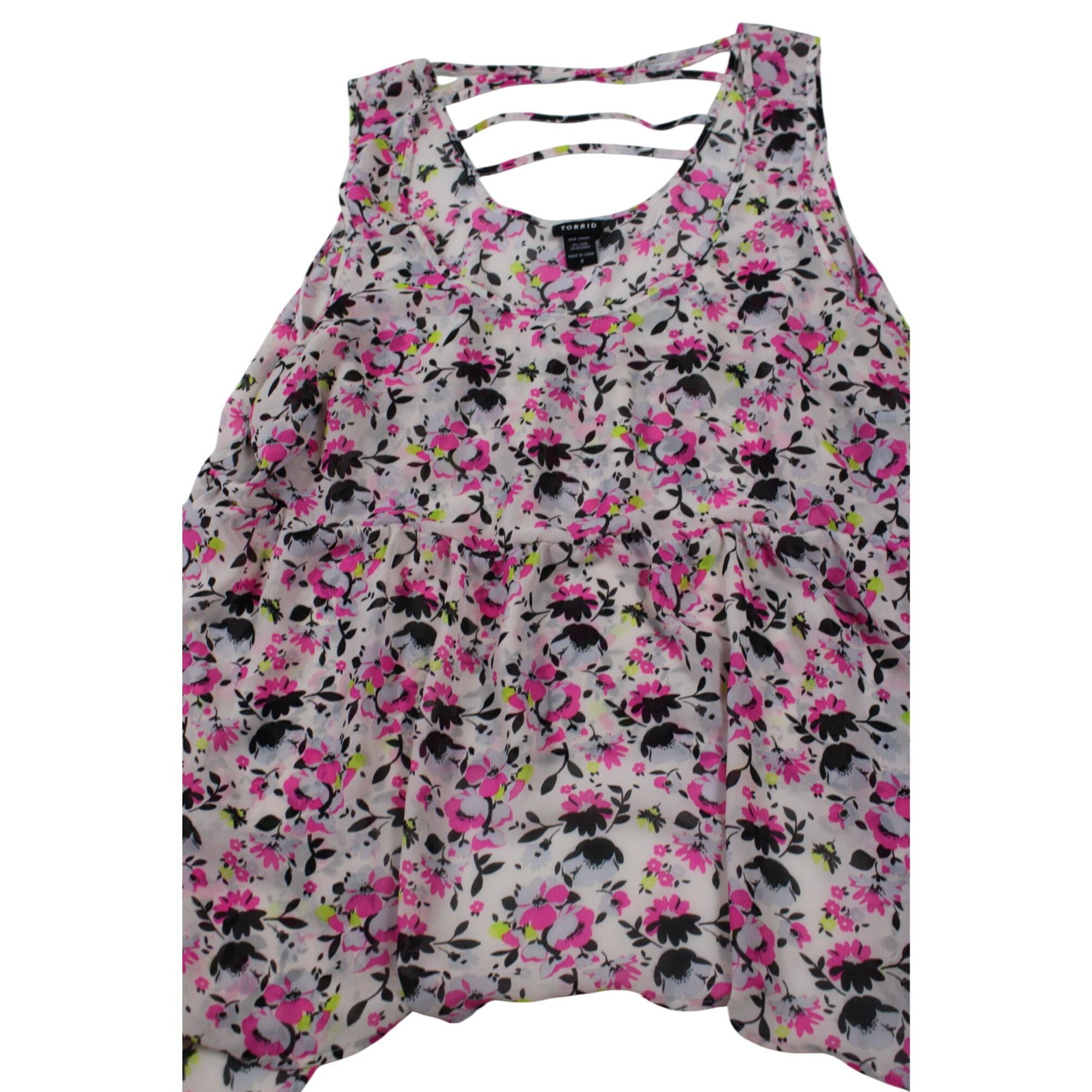 Floral Strappy Back Sleeveless Blouse By Torrid Size 3
