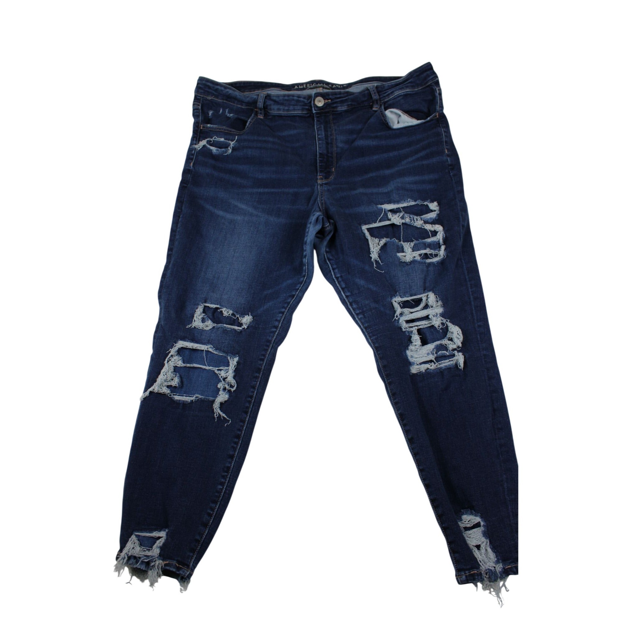 American Eagle Womens Plus Size 22 Distressed Ripped Skinny Jeans Dark Wash