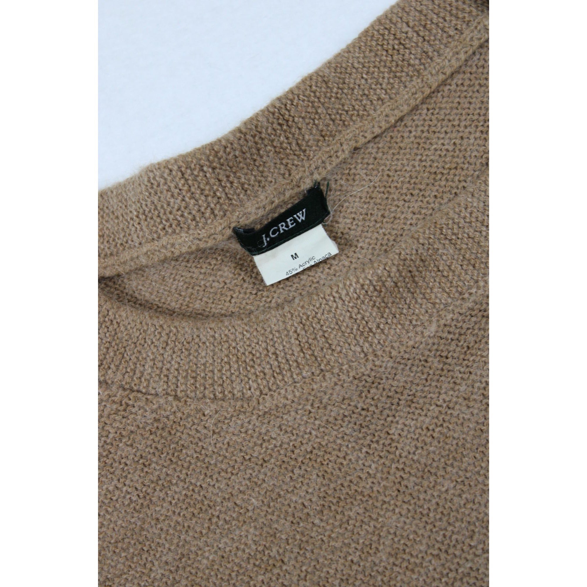 J.Crew Womens Alpaca Blend Tan Button Shoulder Sweater Size M