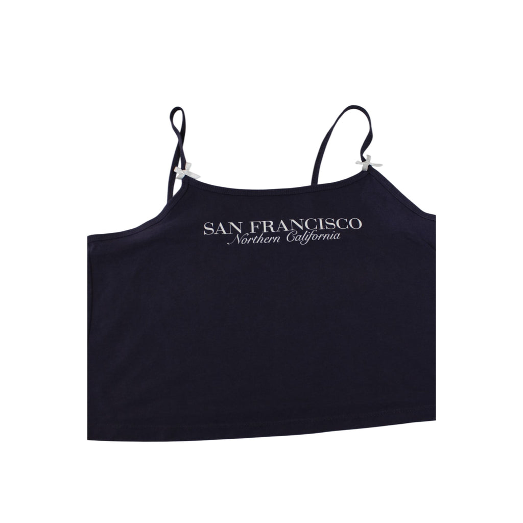 San Francisco Northern California Navy Blue Spaghetti Strap Crop Top Size S