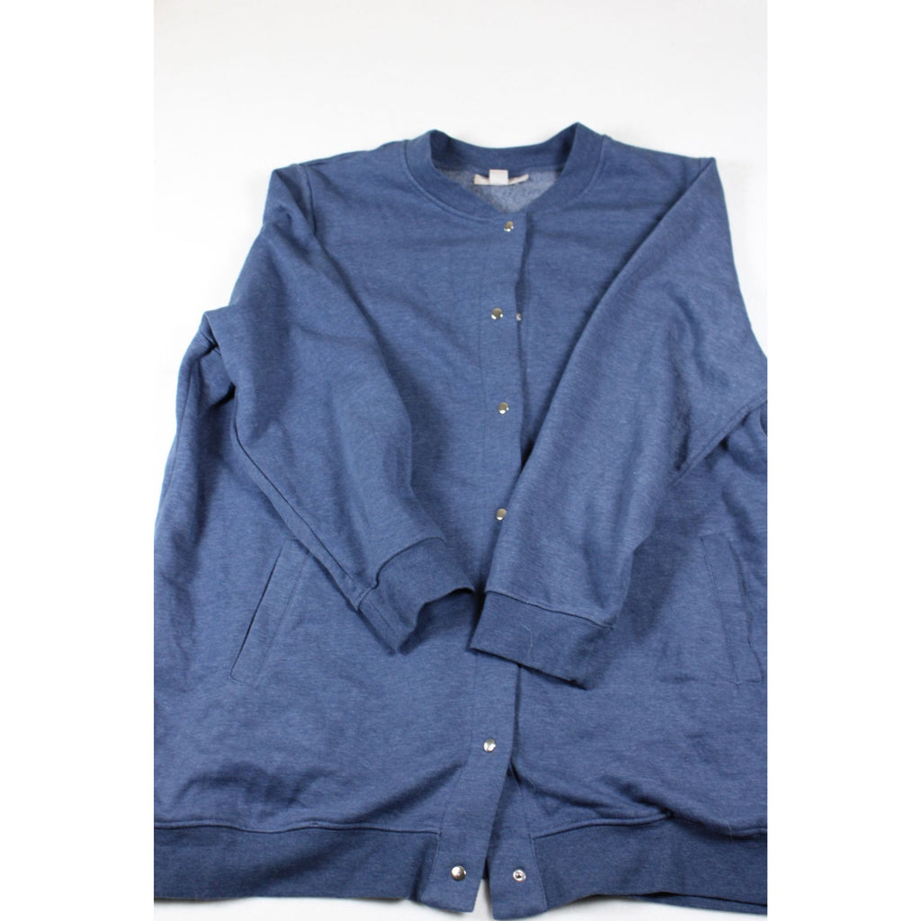 Woman Within Blue Snap-Front Cardigan Jacket 1X