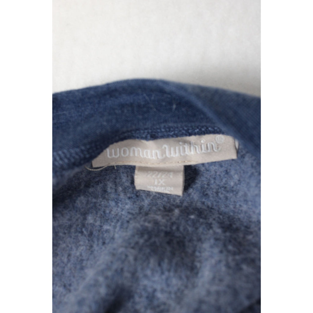 Woman Within Blue Snap-Front Cardigan Jacket 1X