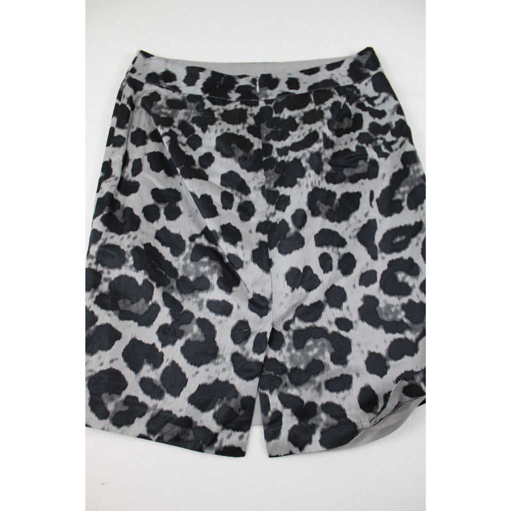 Banana Republic Gray & Black Animal Print Pencil Skirt Size 10 Rear Zip Closure