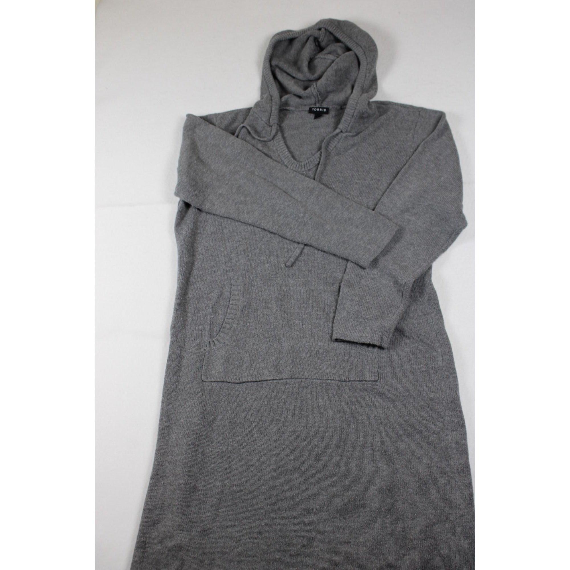 Torrid Gray Knit Hooded Sweater Dress With Front Pocket Size 1