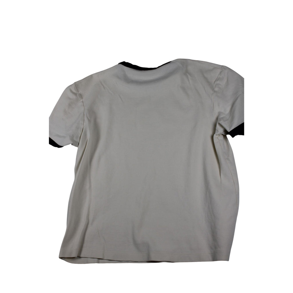 Zara Mens White Crewneck T-Shirt With Black Trim Medium