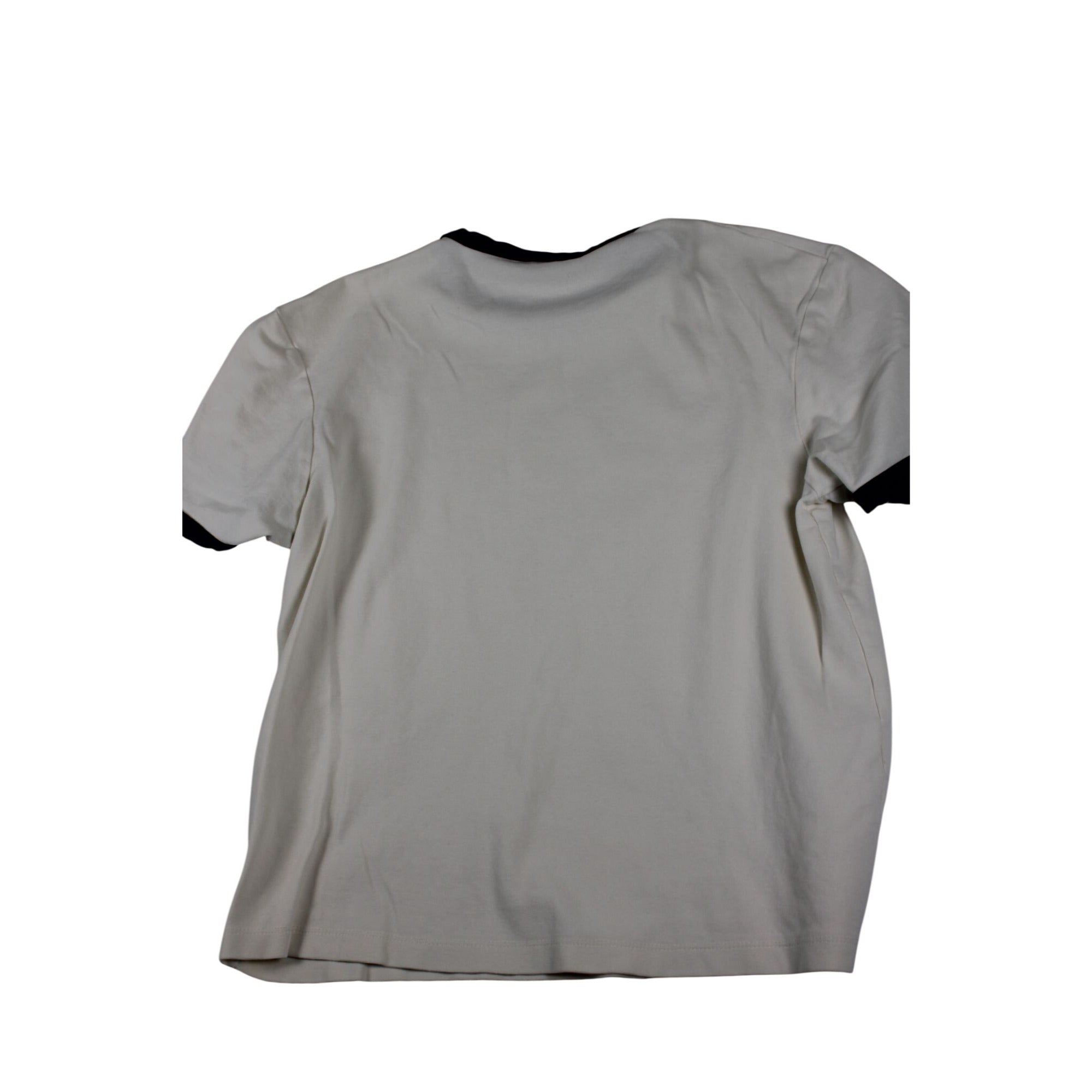 Zara Mens White Crewneck T-Shirt With Black Trim Medium
