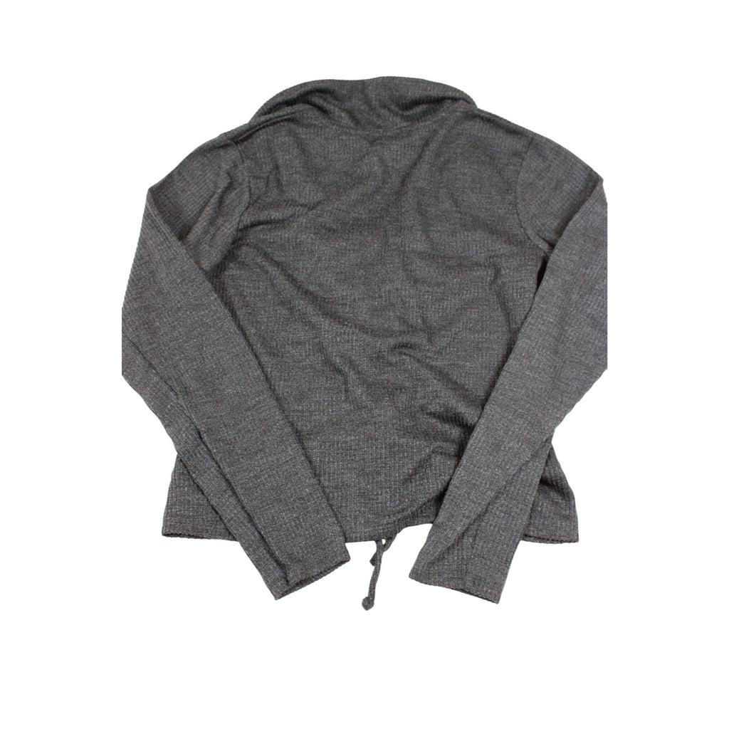 A. Byer Charcoal Gray Ruched Long Sleeve V-Neck Top Size S