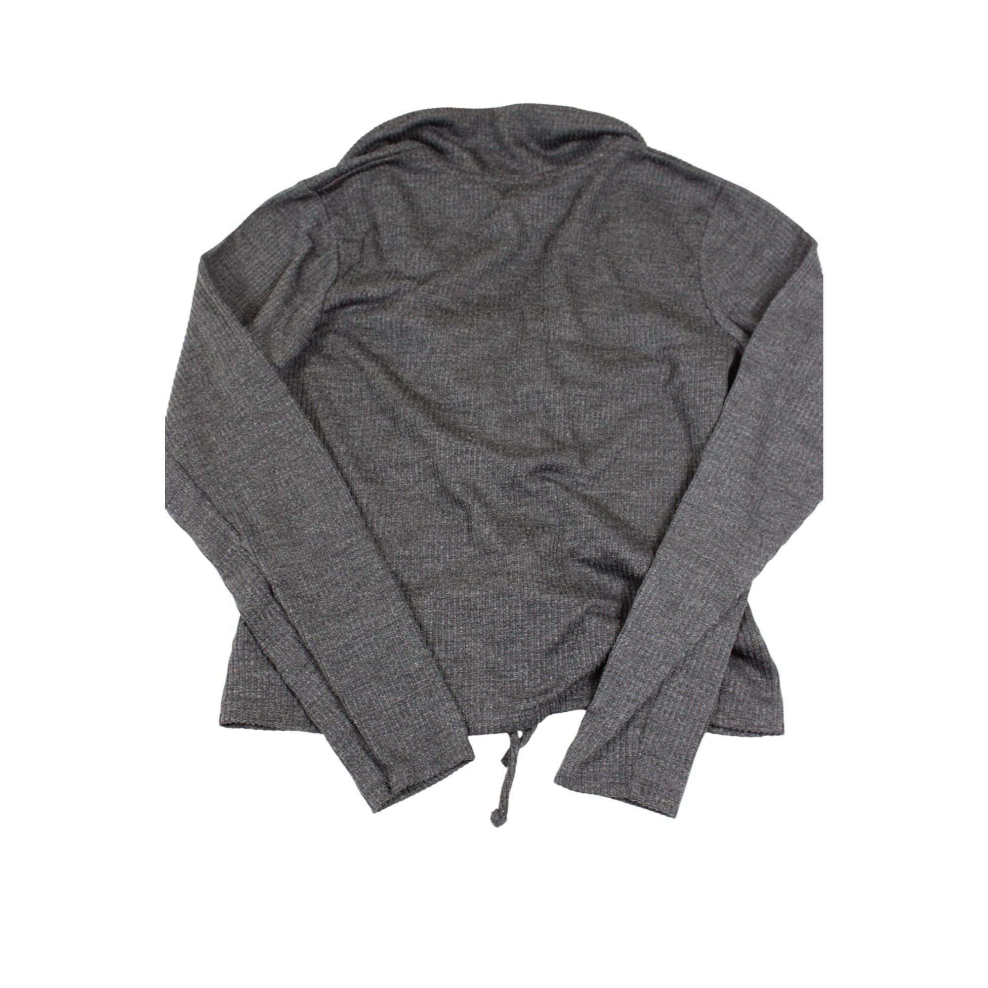 A. Byer Charcoal Gray Ruched Long Sleeve V-Neck Top Size S