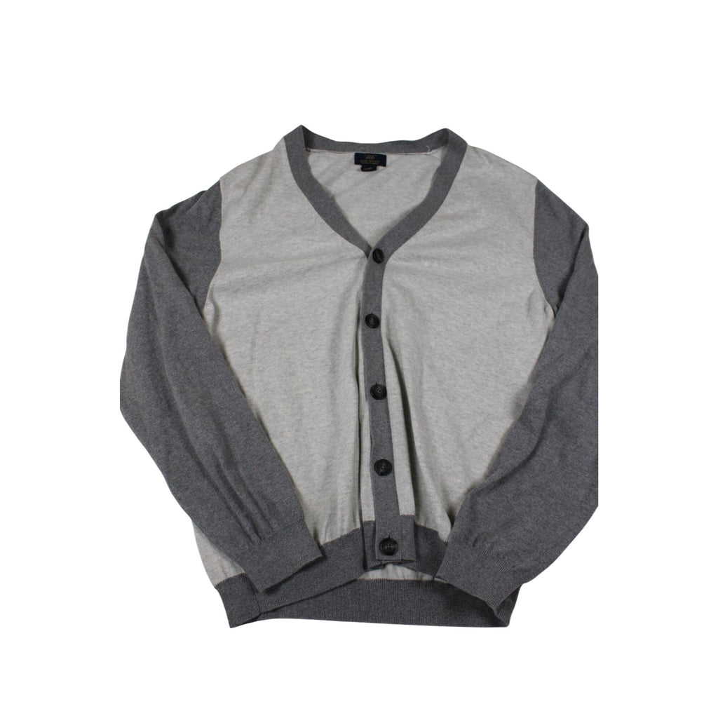 Brooks Brothers 346 Cotton Cashmere Contrast Gray Cardigan Sweater L