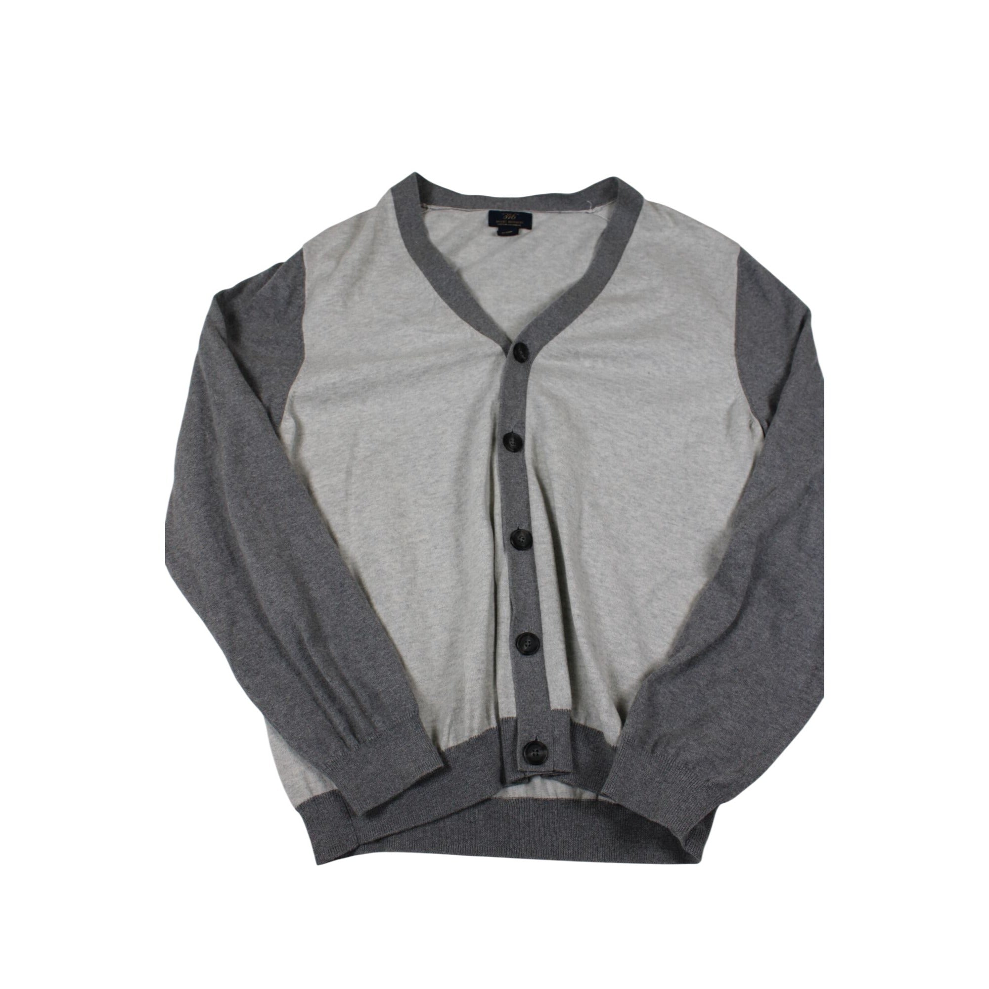 Brooks Brothers 346 Cotton Cashmere Contrast Gray Cardigan Sweater L