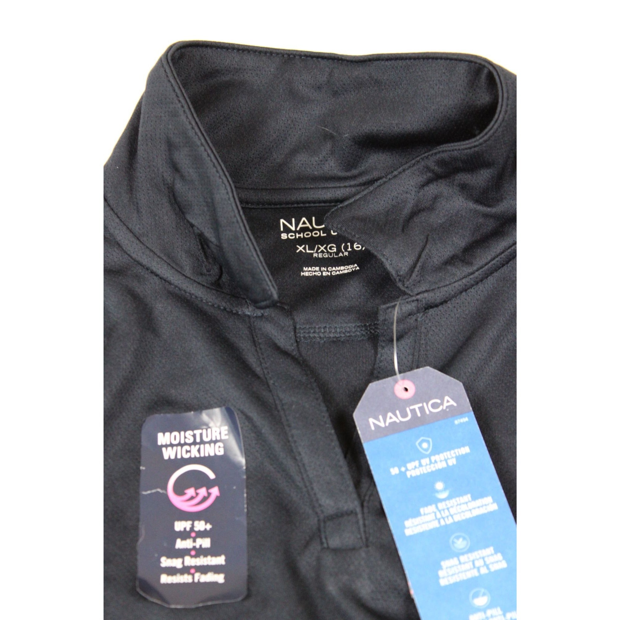 NWT Nautica Girls Navy School Uniform Polo Shirt XL