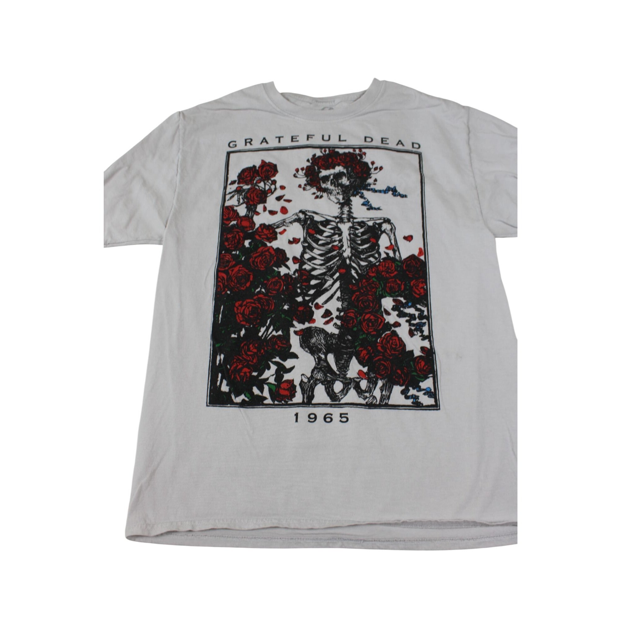 Grateful Dead 1965 Roses Skeleton Graphic Tee White M