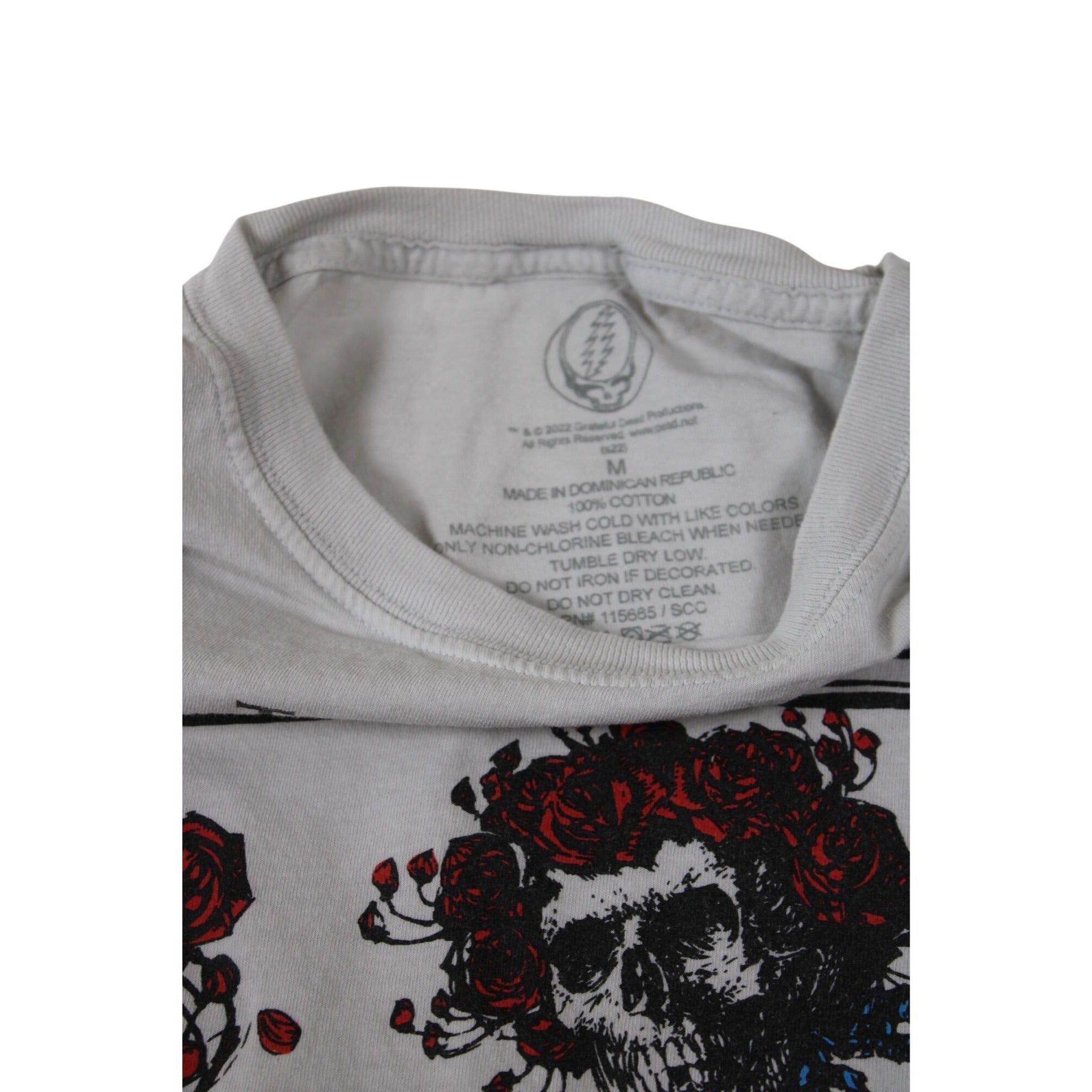 Grateful Dead 1965 Roses Skeleton Graphic Tee White M