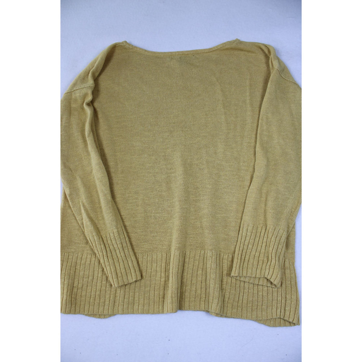 Banana Republic Yellow Knit Sweater Womens M Lightweight Pullover Ribbed Hem Long Sleeve
