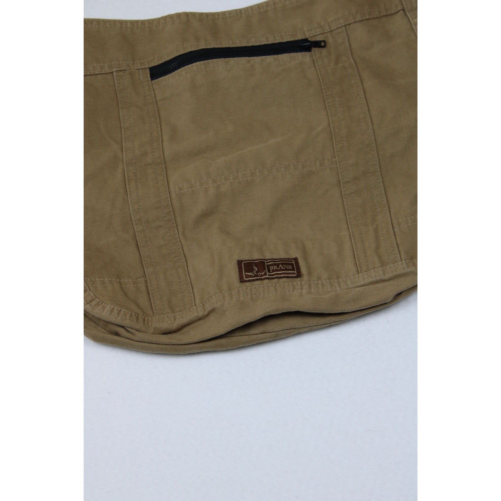 prAna Canvas Sling Crossbody Bag – Tan Cotton Hobo Messenger, Zip Pocket, Boho/Outdoor