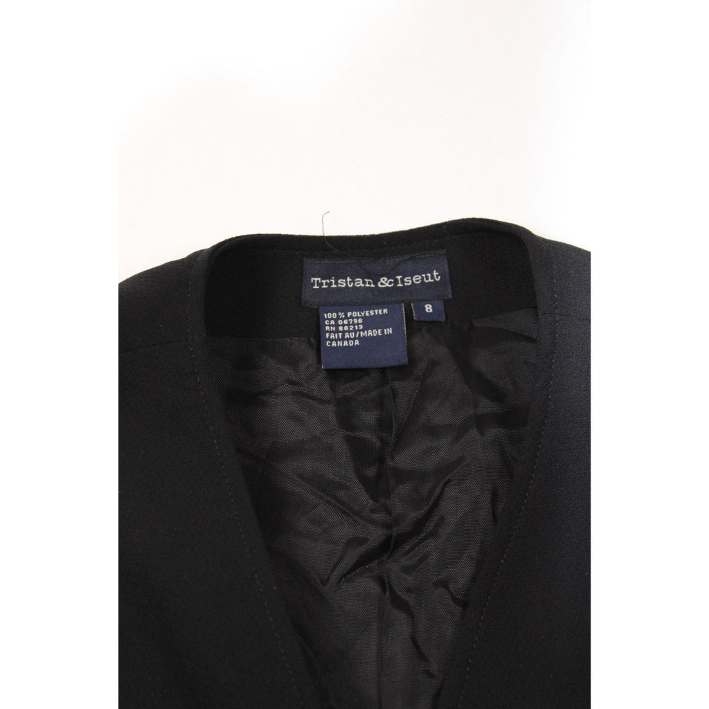 Tristan & Iseut Womens Black Buttoned Vest Size 8 Classic Tailored Design 100% Polyester Made In Canada