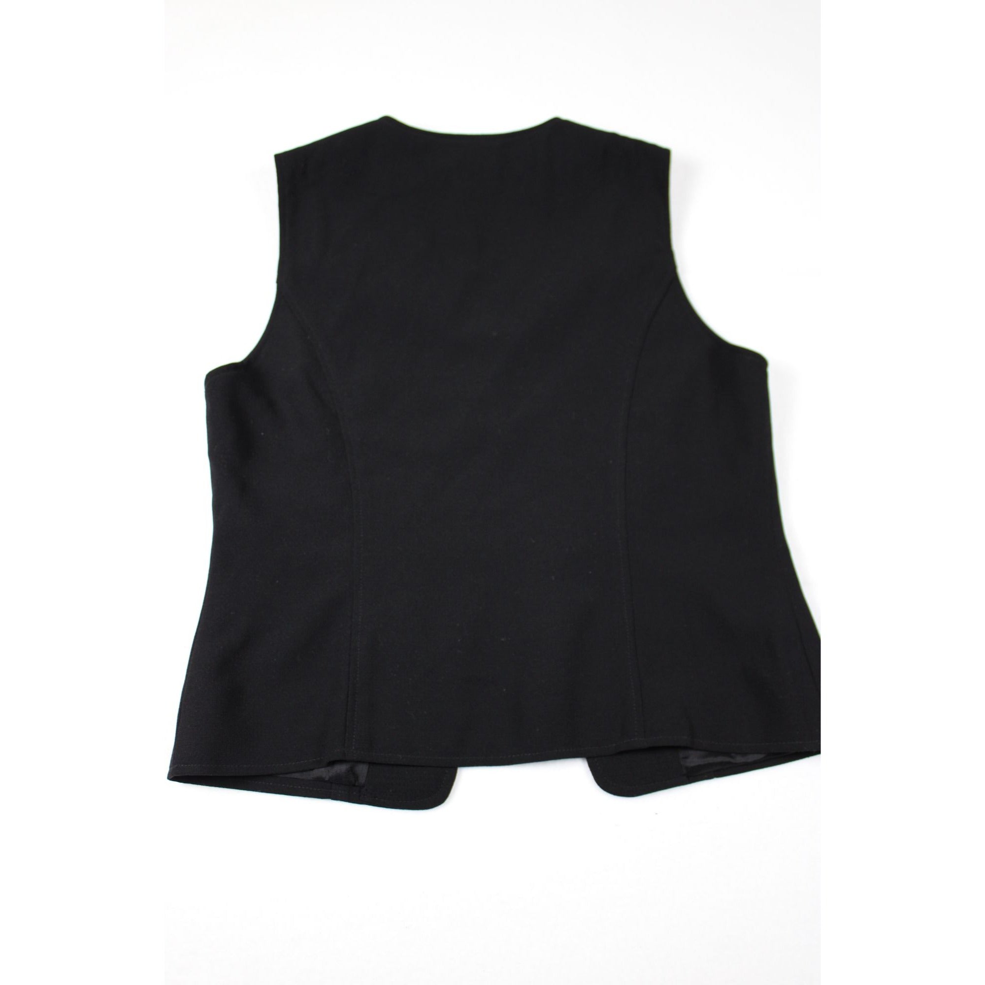 Tristan & Iseut Womens Black Buttoned Vest Size 8 Classic Tailored Design 100% Polyester Made In Canada