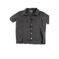 Christian Lacroix Black Ruffled Button-Up Merino Wool Short Sleeve Cardigan Sweater Women’s L