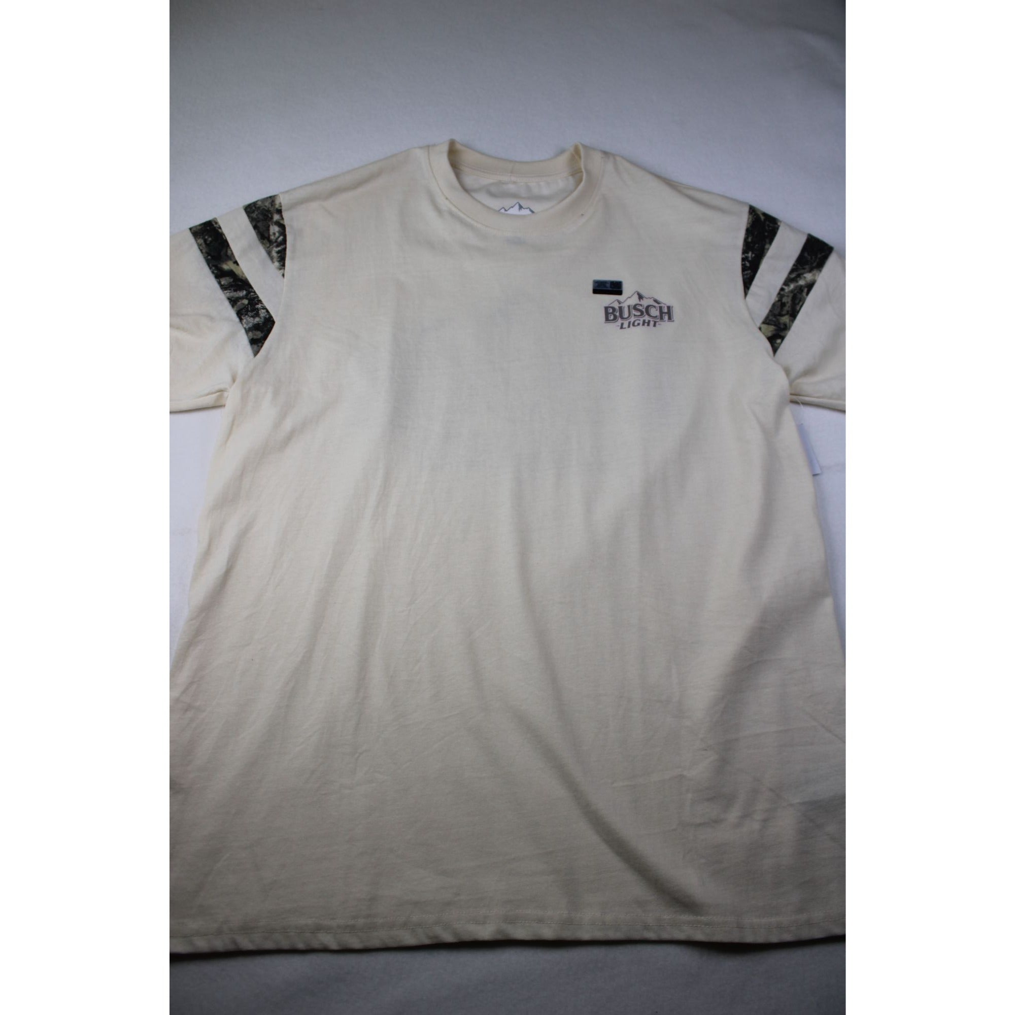 NWT Busch Light Ivory T-Shirt XXL Camo Sleeve Graphics