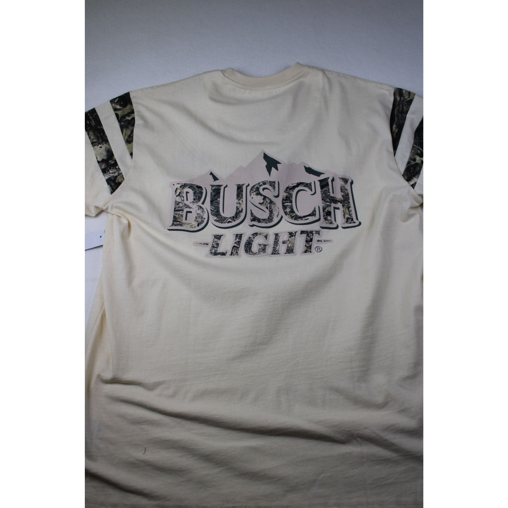 NWT Busch Light Ivory T-Shirt XXL Camo Sleeve Graphics