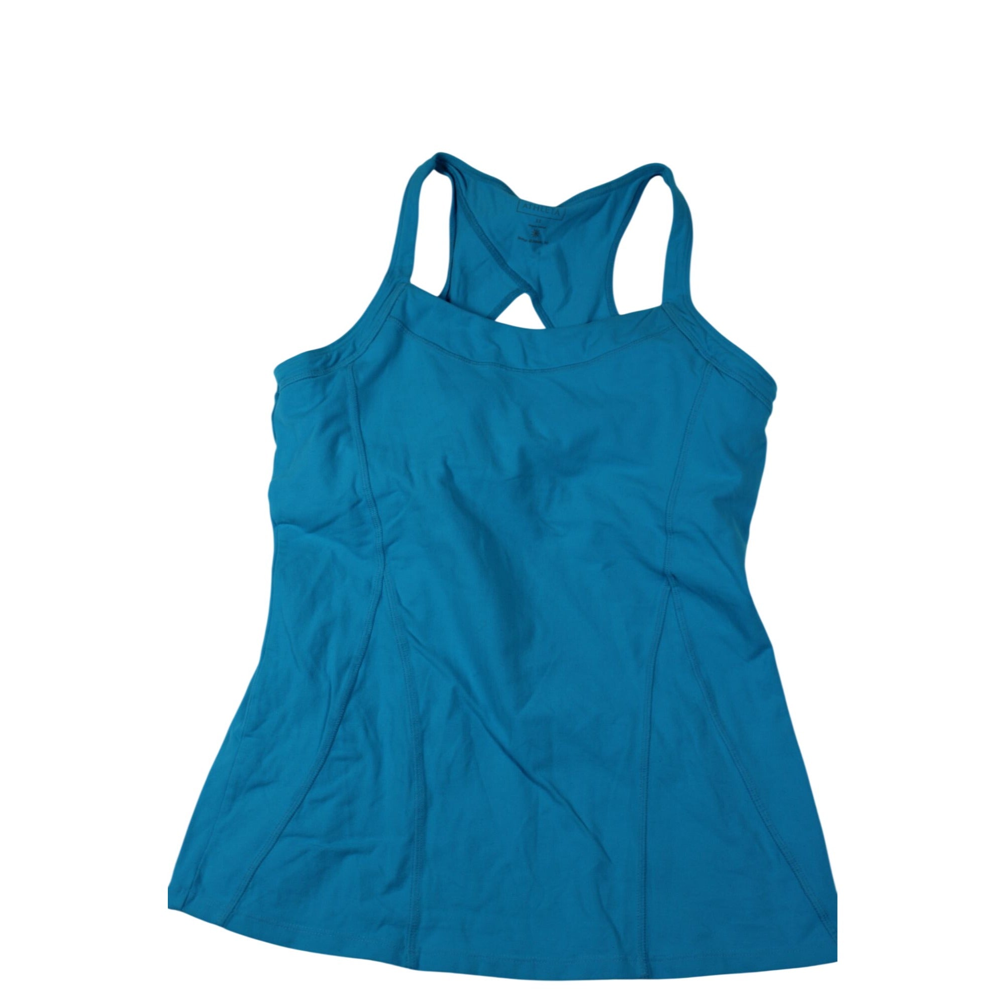 Athleta Women’s Turquoise Racerback Tank Top With Built-In Shelf Bra Size LT