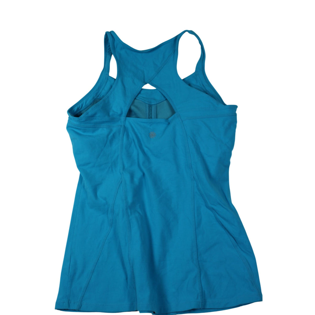 Athleta Women’s Turquoise Racerback Tank Top With Built-In Shelf Bra Size LT