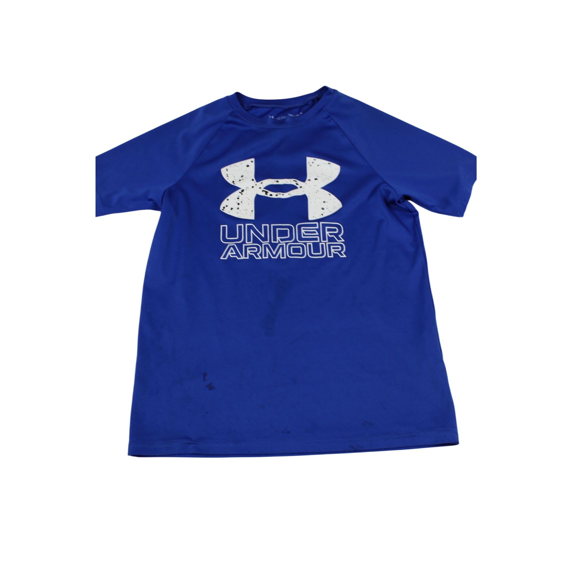 Under Armour Youth Medium Blue Short Sleeve T-Shirt Loose Fit Logo Graphic