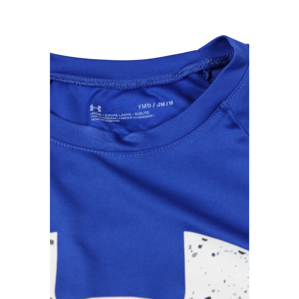 Under Armour Youth Medium Blue Short Sleeve T-Shirt Loose Fit Logo Graphic