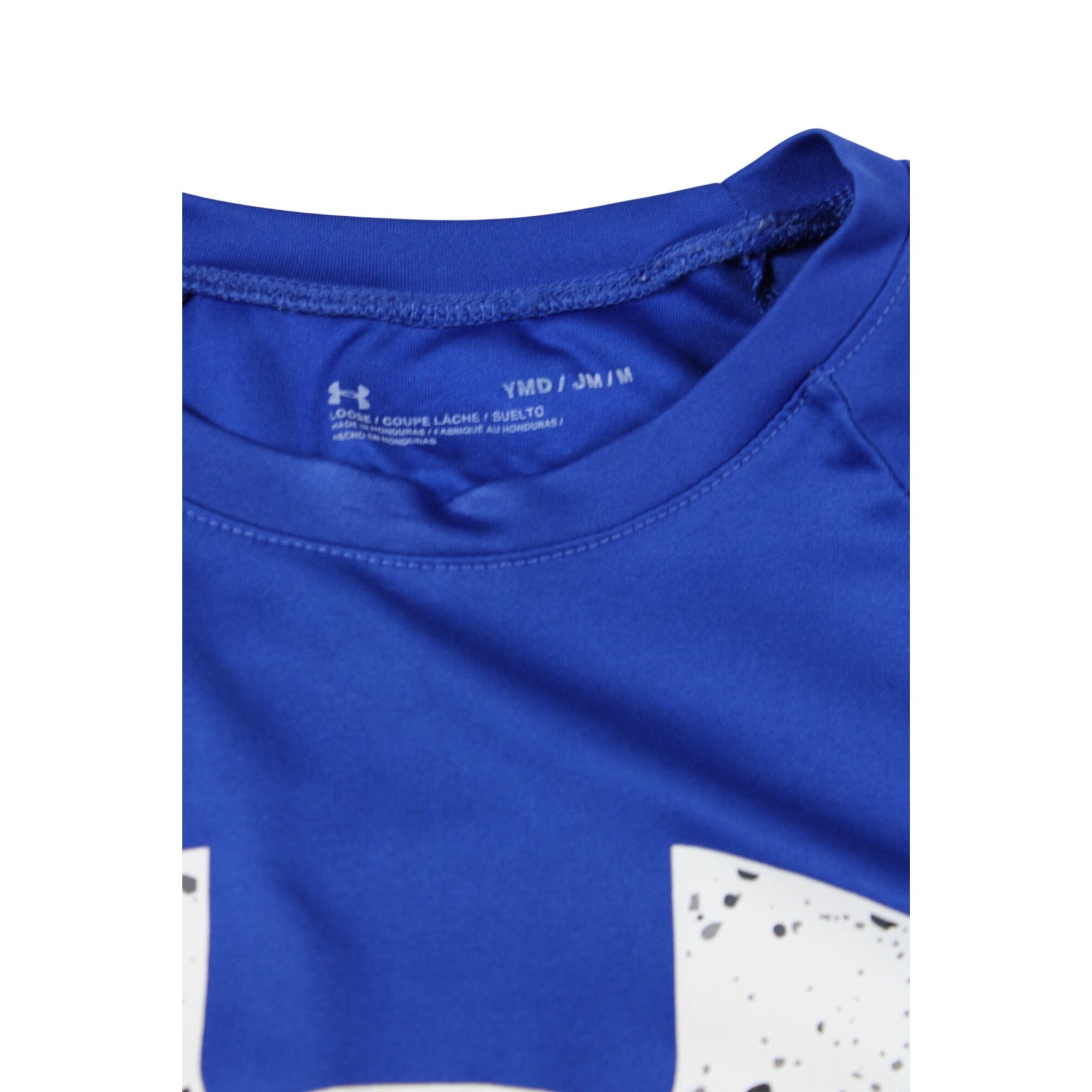Under Armour Youth Medium Blue Short Sleeve T-Shirt Loose Fit Logo Graphic