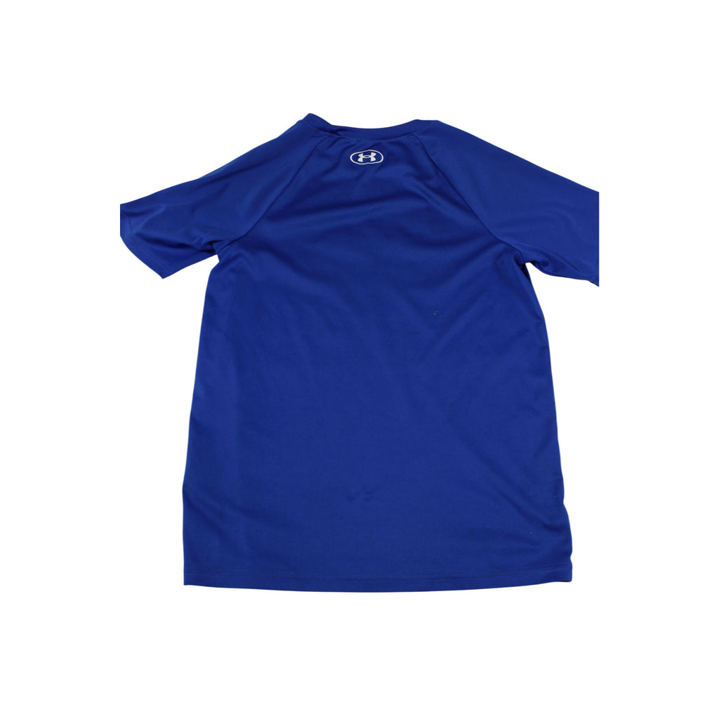 Under Armour Youth Medium Blue Short Sleeve T-Shirt Loose Fit Logo Graphic