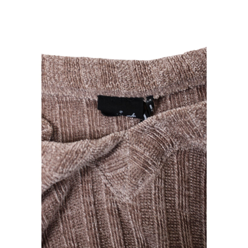 Brown V-Neck Oversized Cropped Sweater Medium
