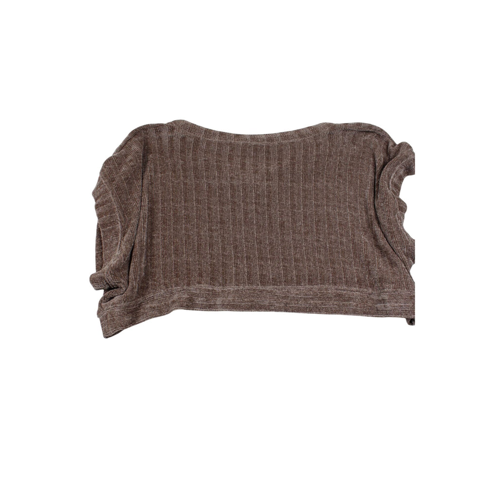 Brown V-Neck Oversized Cropped Sweater Medium