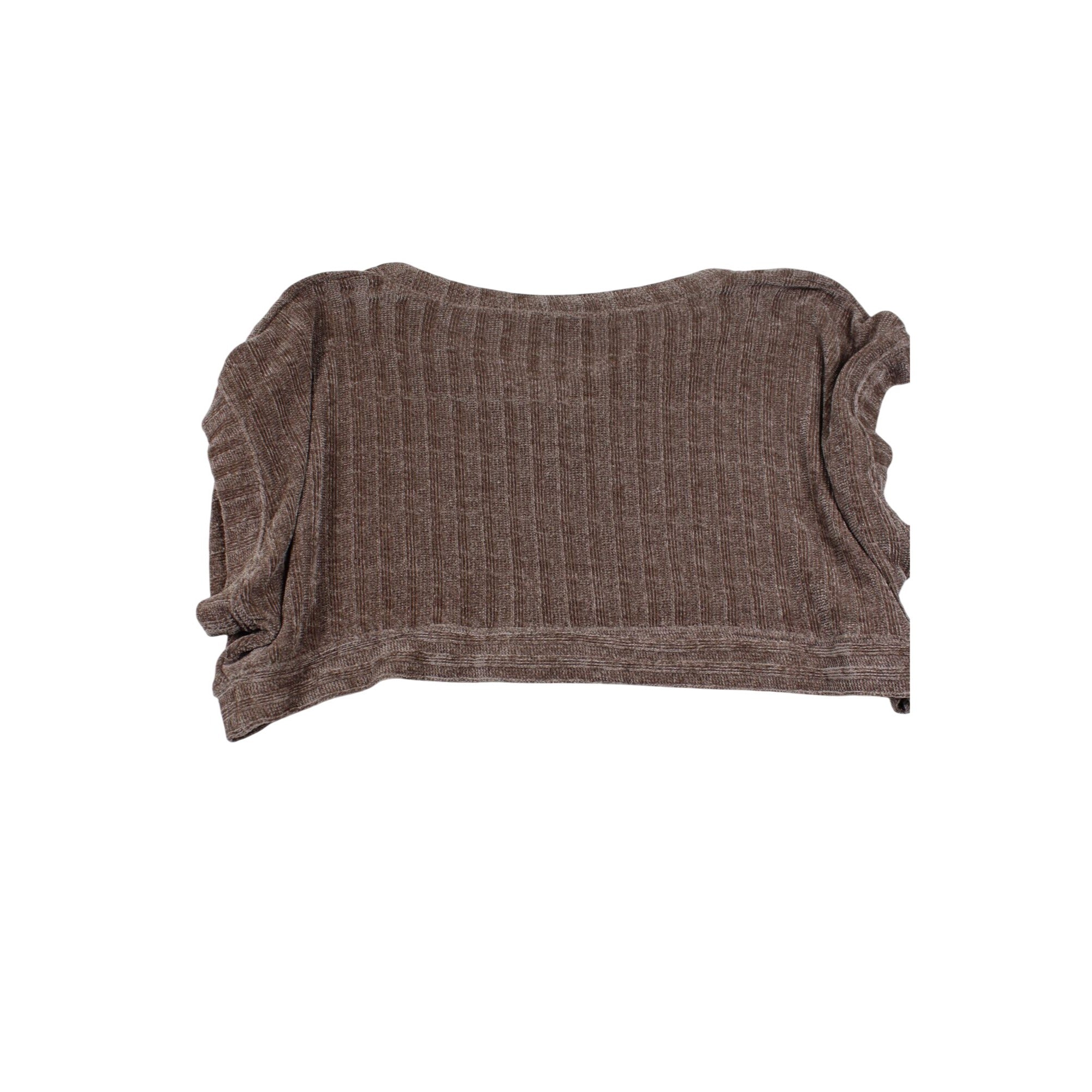 Brown V-Neck Oversized Cropped Sweater Medium