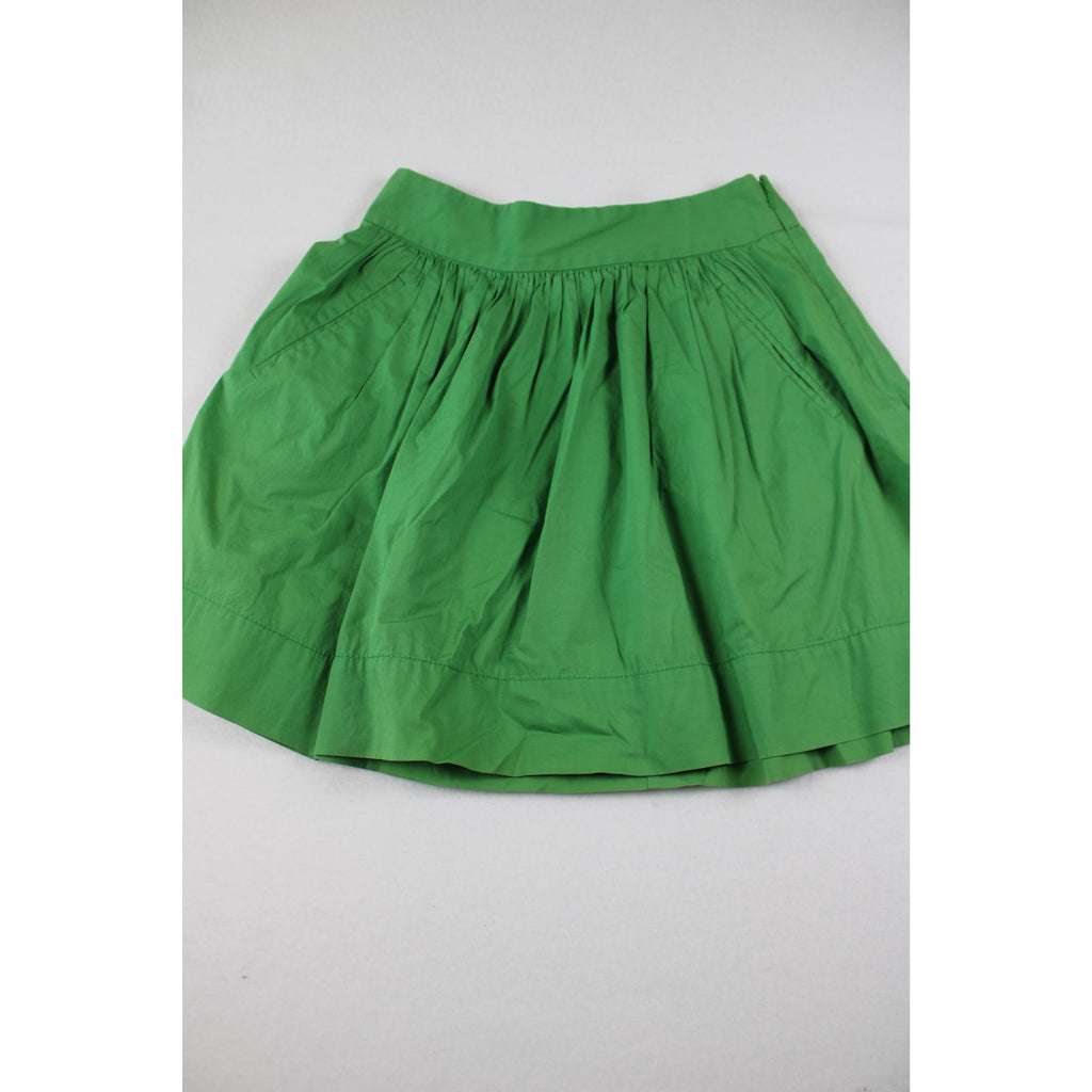 Banana Republic Green Pleated A-Line Skirt Petite Size 00P Cotton Blend