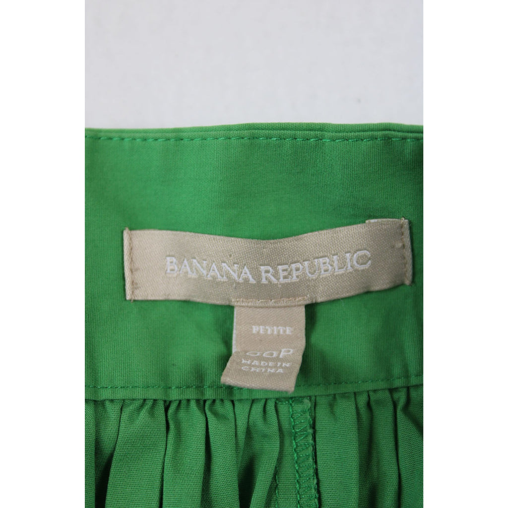 Banana Republic Green Pleated A-Line Skirt Petite Size 00P Cotton Blend
