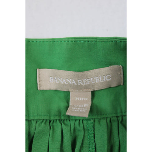 Banana Republic Green Pleated A-Line Skirt Petite Size 00P Cotton Blend